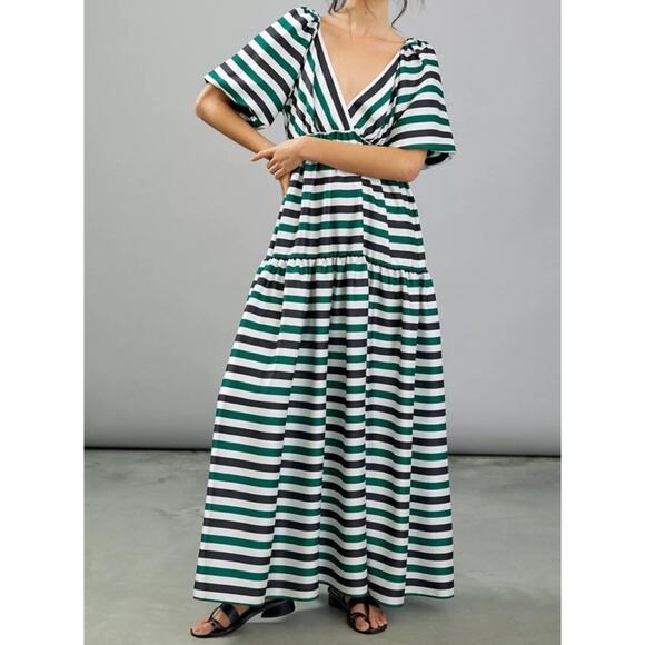 Anthropologie Dresses & Skirts - Anthropologie DELFI Collective Sirena Green Stripe Maxi Dress Women's Size Small
